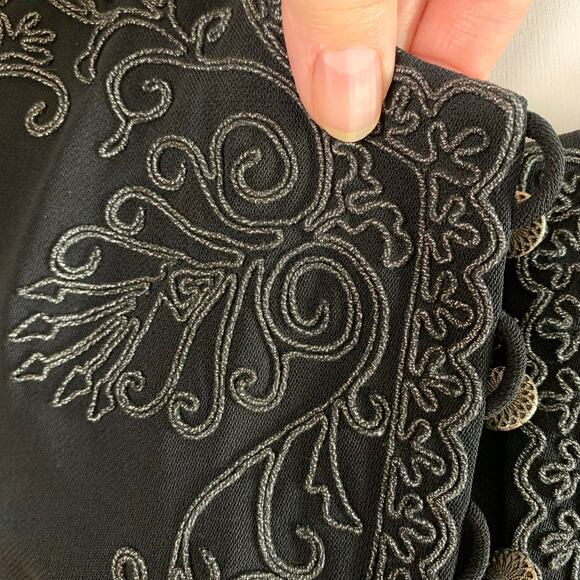 Vintage Marie St. Claire Size 6 Embroidered Blazer Jacket Black Whimsygoth - Picture 9 of 13